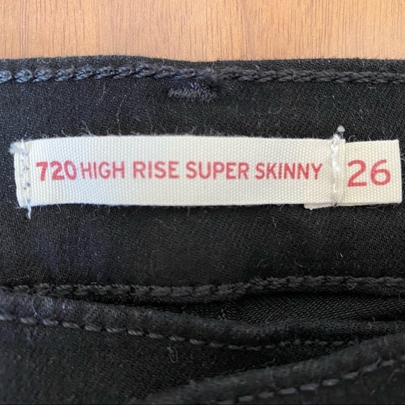 Levi’s 720 High Rise Super Skinny Black Denim Jeans , size 26 - Picture 4 of 7
